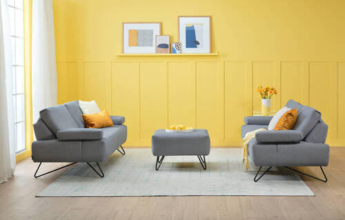 Thumbnail - Sensoo Hocker Cosy, Hellgrau, Textil, 90x70x46 cm, Stoffauswahl, Wohnzimmer, Hocker, Sitzhocker