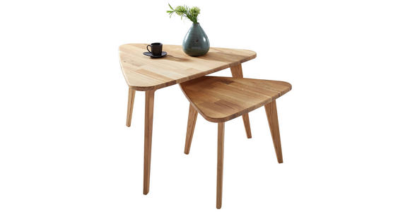 BEISTELLTISCHSET Eiche massiv Eichefarben - Eichefarben, ROMANTIK / LANDHAUS, Holz (70,5/64/44cm) - Linea Natura