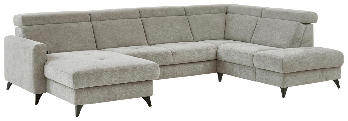 WOHNLANDSCHAFT Beldomo System Graubraun Flachgewebe  - Graubraun/Schwarz, KONVENTIONELL, Textil/Metall (174/333/215cm) - Beldomo System