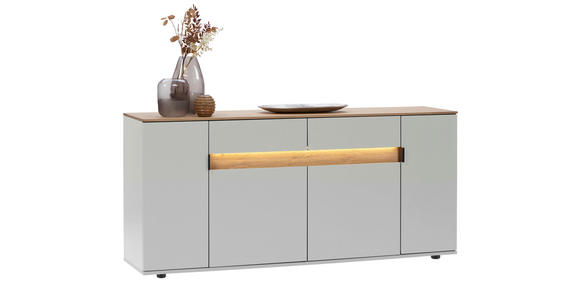 SIDEBOARD Asteiche furniert Eichefarben, Hellgrau Beleuchtung, Einlegeböden  - Eichefarben/Hellgrau, MODERN, Holz/Holzwerkstoff (180,6/82/42cm) - Dieter Knoll