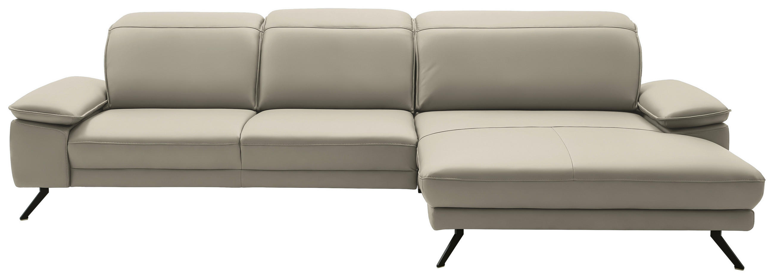 ECKSOFA in Echtleder Ecru  - Ecru/Schwarz, Design, Leder/Metall (332/193cm) - Dieter Knoll