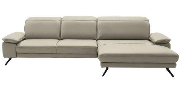 ECKSOFA in Echtleder Ecru  - Ecru/Schwarz, Design, Leder/Metall (332/193cm) - Dieter Knoll