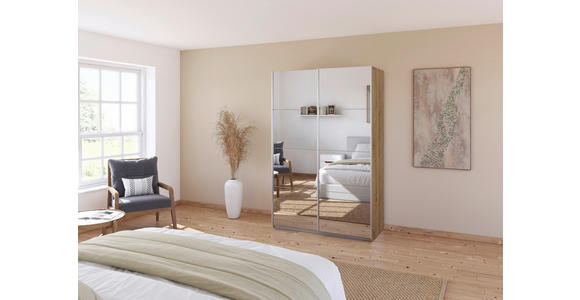 SCHWEBETÜRENSCHRANK  in Eiche Artisan  - Alufarben/Eiche Artisan, KONVENTIONELL, Glas/Holzwerkstoff (181/210/62cm) - Xora