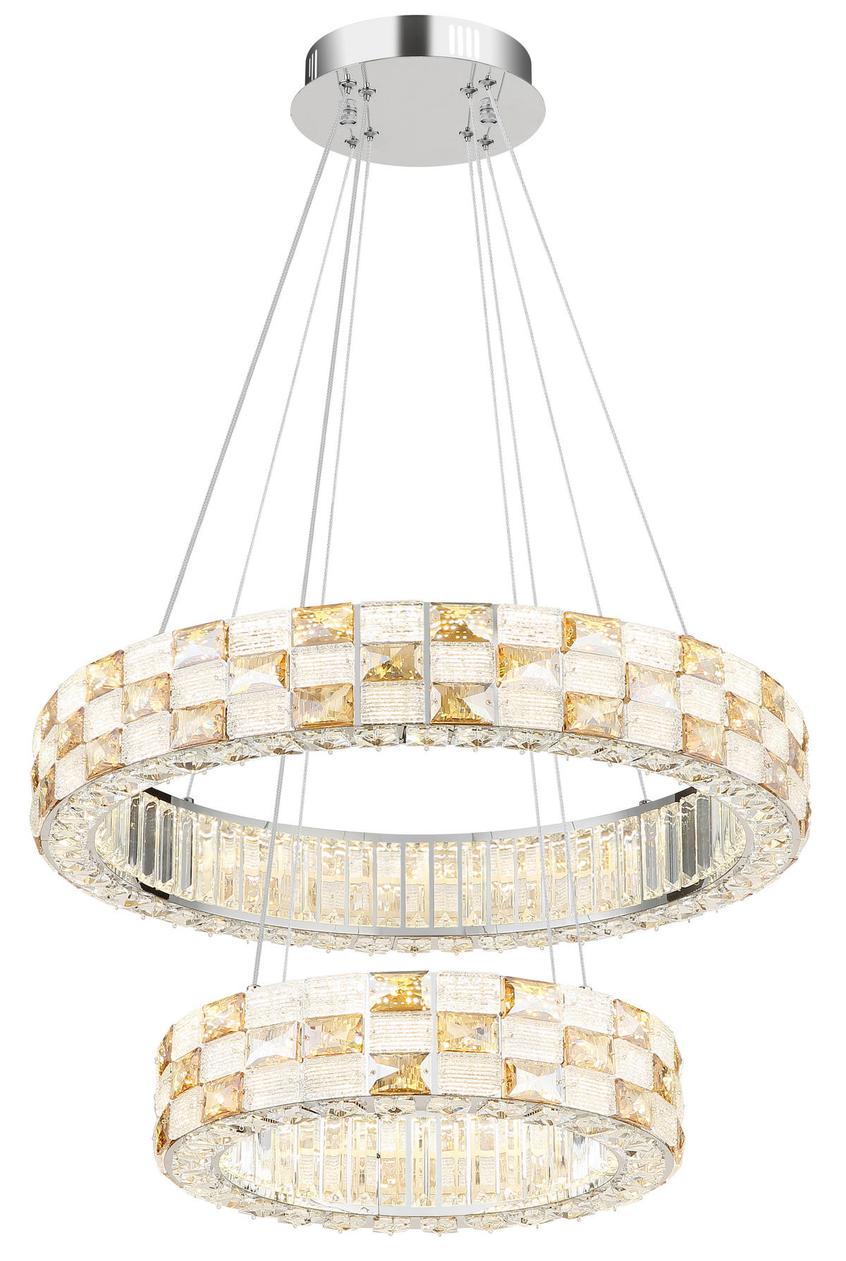 LED-HÄNGELEUCHTE Lidia 61/120 cm  - Klar/Chromfarben, Design, Glas/Metall (61/120cm) - Globo