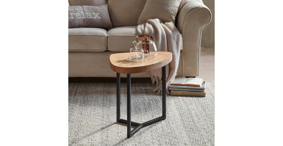 COUCHTISCH in Holz, Metall 48/45/45 cm - Eichefarben/Schwarz, Natur, Holz/Metall (48/45/45cm) - Novel
