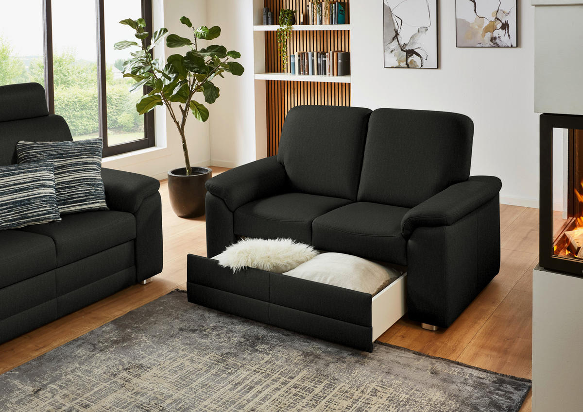 2-SITZER-SOFA Chenille Anthrazit  - Anthrazit/Alufarben, Konventionell, Textil/Metall (156/96/89cm) - Beldomo Comfort