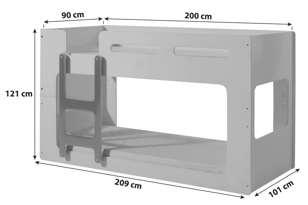 ETAGENBETT - Weiß, KONVENTIONELL, Holzwerkstoff (90/200cm) - MID.YOU