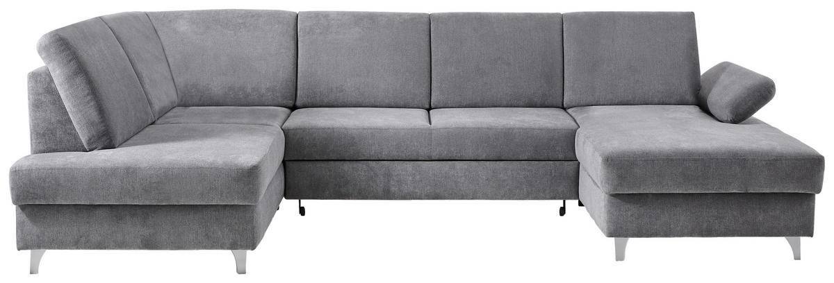 SJEDEĆA GARNITURA tekstil  svijetlo siva   - srebrne boje/svijetlo siva, Konvencionalno, tekstil/drvo (186/322/167cm) - Cantus