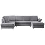 WOHNLANDSCHAFT  in Struktur Hellgrau  - Silberfarben/Hellgrau, KONVENTIONELL, Holz/Textil (186/322/167cm) - Cantus