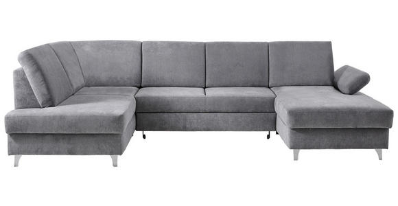 WOHNLANDSCHAFT  in Struktur Hellgrau  - Silberfarben/Hellgrau, KONVENTIONELL, Holz/Textil (186/322/167cm) - Cantus