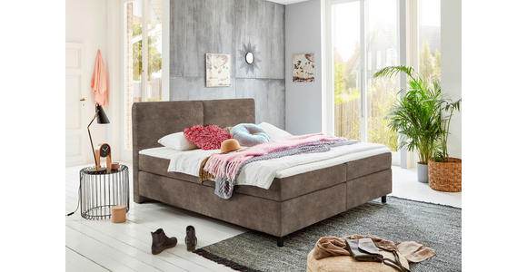 BOXSPRINGBETT 160/200 cm  in Taupe  - Taupe/Schwarz, KONVENTIONELL, Kunststoff/Textil (160/200cm) - Hom`in