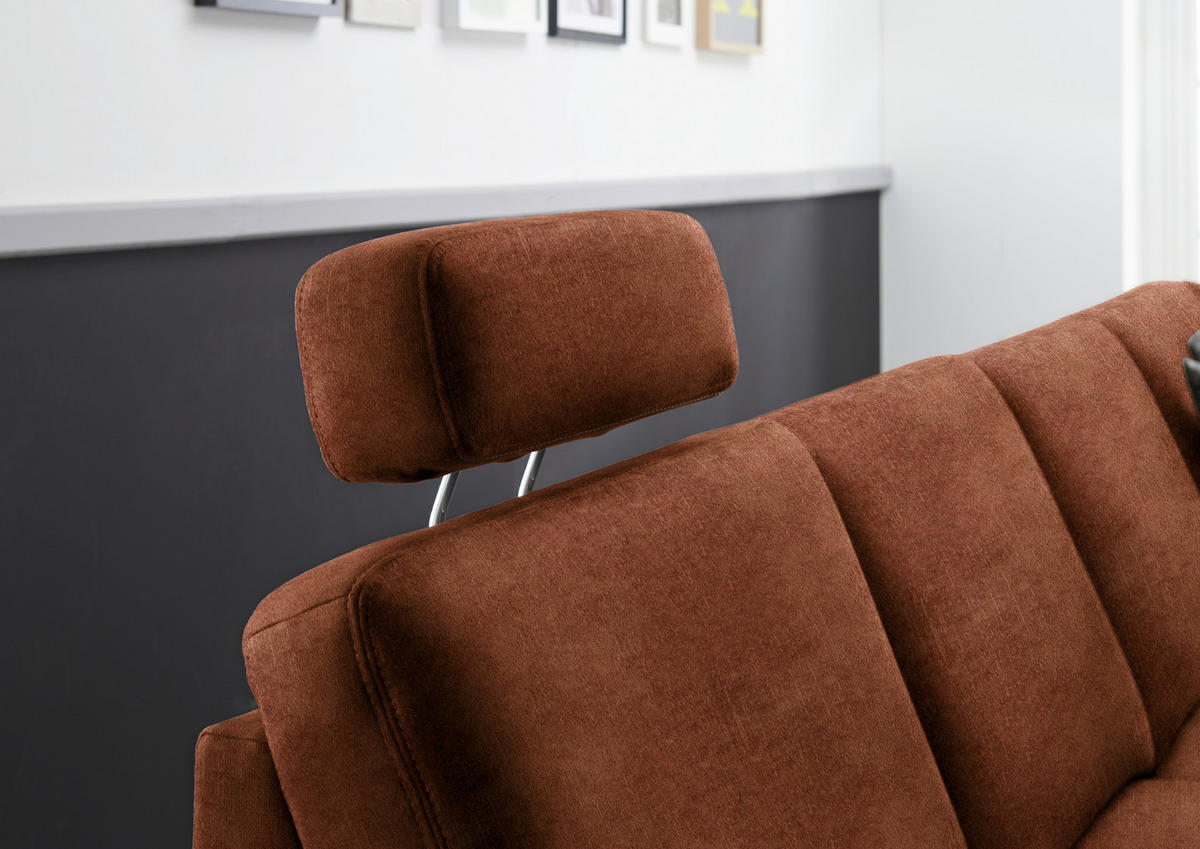WOHNLANDSCHAFT in Velours Kupferfarben  - Eichefarben/Kupferfarben, Konventionell, Holz/Textil (235/316/167cm) - Beldomo System