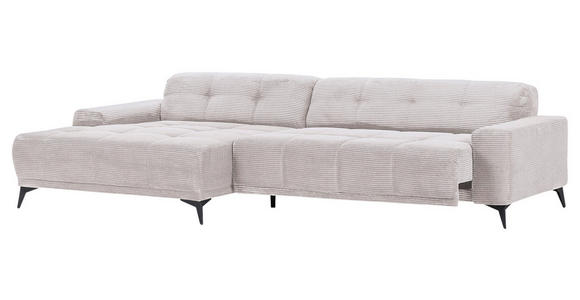 ECKSOFA  in Cord Naturfarben  165/295 cm  - Schwarz/Naturfarben, KONVENTIONELL, Textil/Metall (165/295cm) - Carryhome