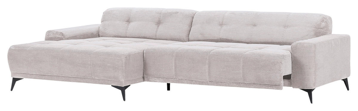 ECKSOFA in Cord Naturfarben  - Schwarz/Naturfarben, Konventionell, Textil/Metall (165/295cm) - Carryhome