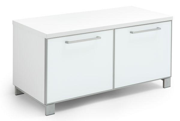 GARDEROBENBANK Weiß  - Silberfarben/Weiß, Design, Glas/Metall (84/45/40cm)