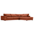 ECKSOFA in Cord Terracotta  - Terracotta/Schwarz, KONVENTIONELL, Kunststoff/Textil (314/250cm) - Carryhome