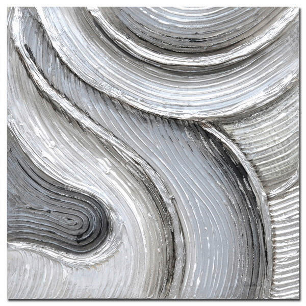 Monee Ölgemälde Blau, Grau, Schwarz, Weiß 30x30 cm