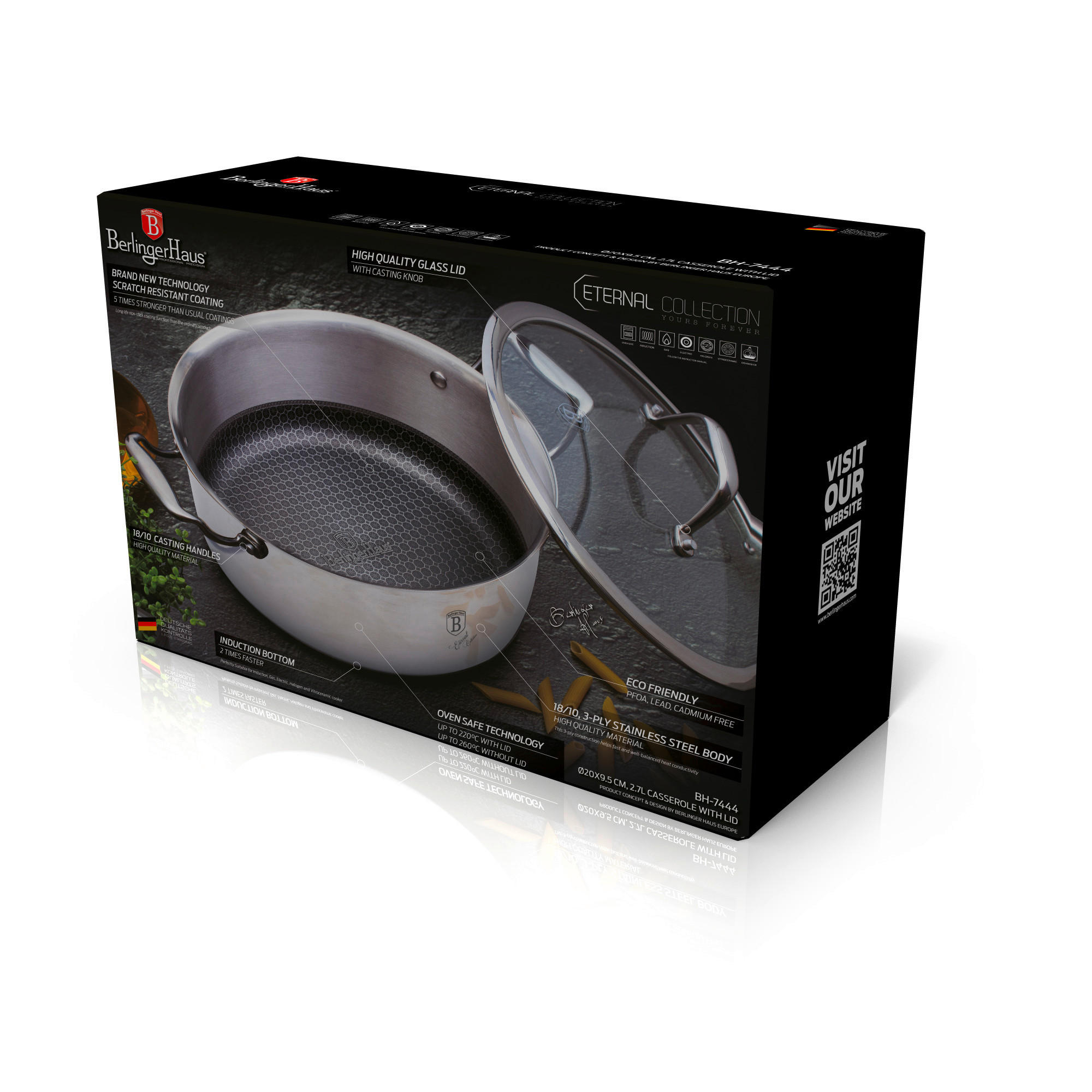 LONEC  Eternal  2,4 l  kovina   - barve nerjavečega jekla/prozorno, Basics, kovina/steklo (20/9,5cm) - Berlinger Haus