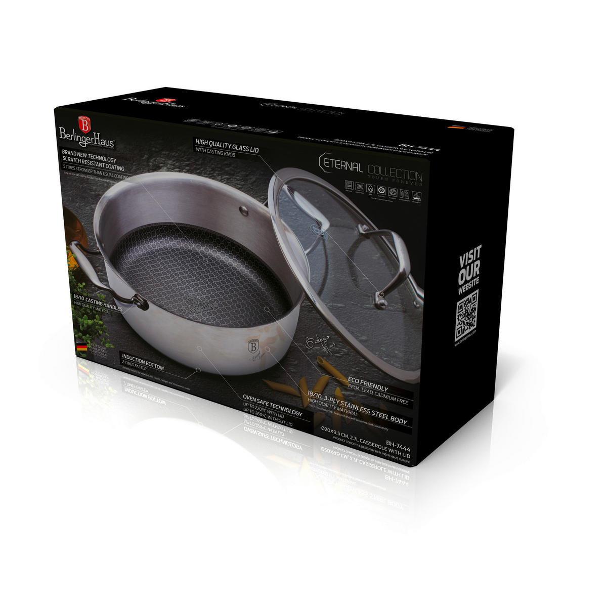 LONEC  Eternal  2,4 l  kovina   - barve nerjavečega jekla/prozorno, Basics, kovina/steklo (20/9,5cm) - Berlinger Haus