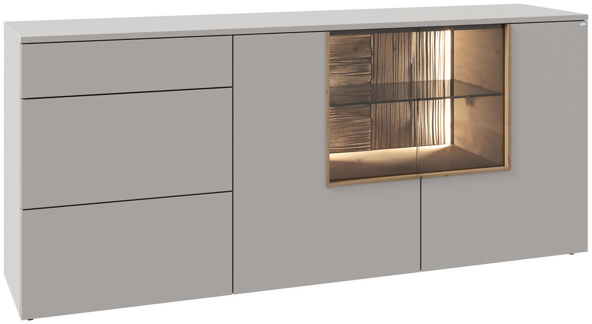 SIDEBOARD Taupe, Wildeiche  192/84/45 cm  - Taupe/Wildeiche, Design, Glas/Holz (192/84/45cm) - Voglauer