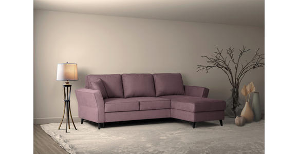 ECKSOFA in Velours Rosa  - Schwarz/Rosa, KONVENTIONELL, Holz/Textil (244/159cm) - Carryhome