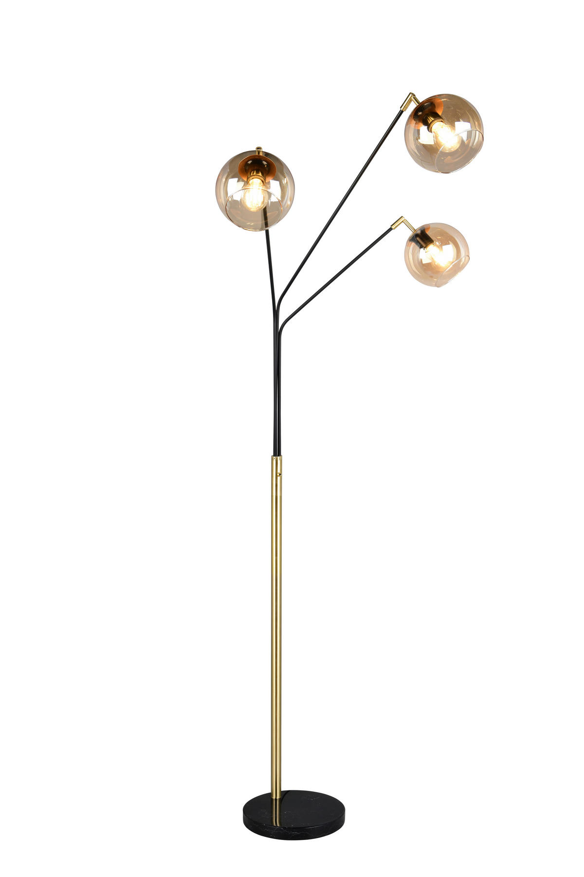 STEHLEUCHTE - Bernsteinfarben/Schwarz, Design, Glas/Metall (67/30/200cm) - Trio Leuchten