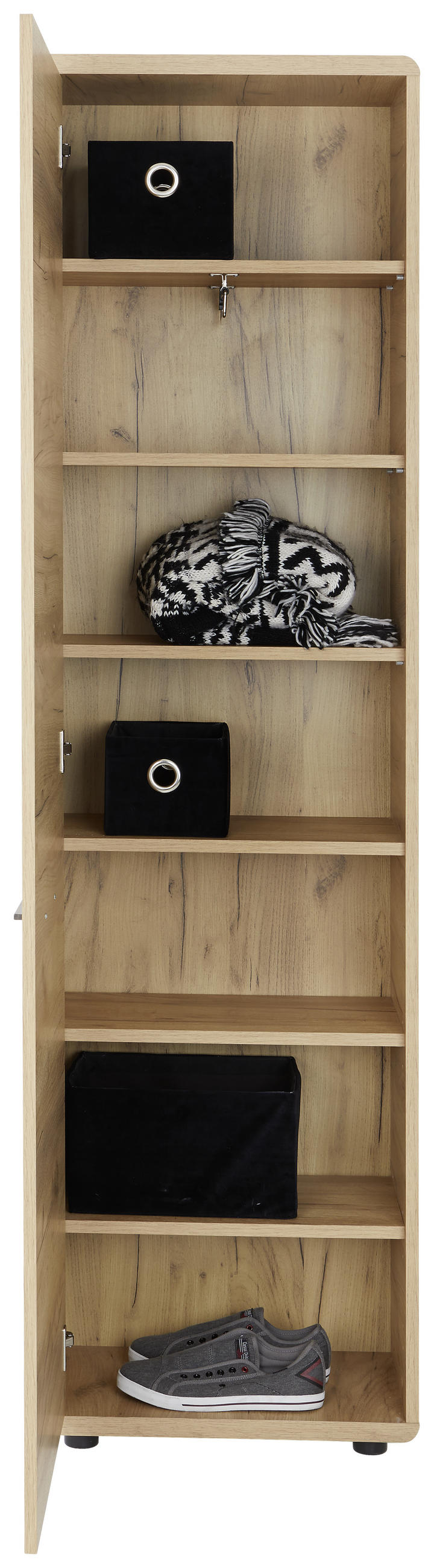 GARDEROBNA OMARA barve hrasta - črna/barve hrasta, Konvencionalno, umetna masa/leseni material (54/198/32cm) - Carryhome