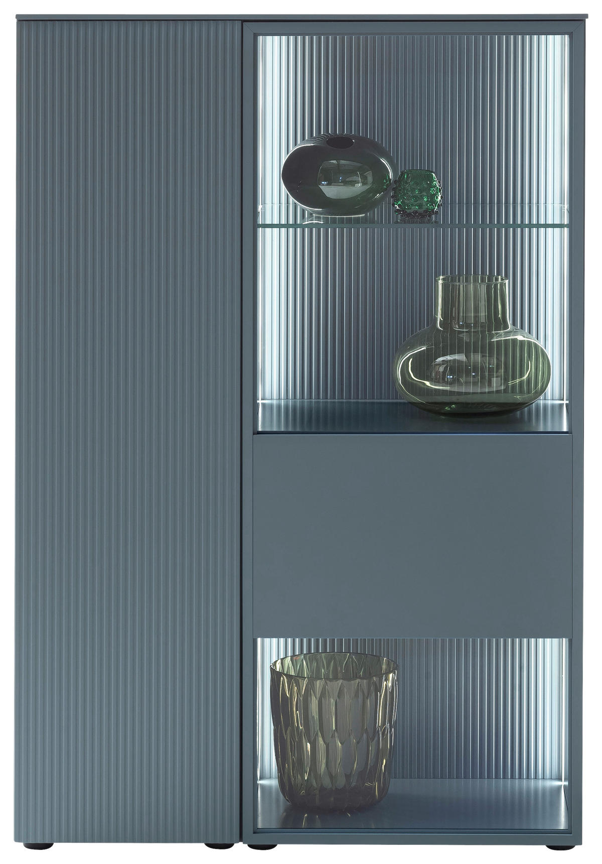 HIGHBOARD Blaugrau  100/146,8/45 cm  - Blaugrau/Schwarz, Design, Glas/Holzwerkstoff (100/146,8/45cm) - Schöner Wohnen