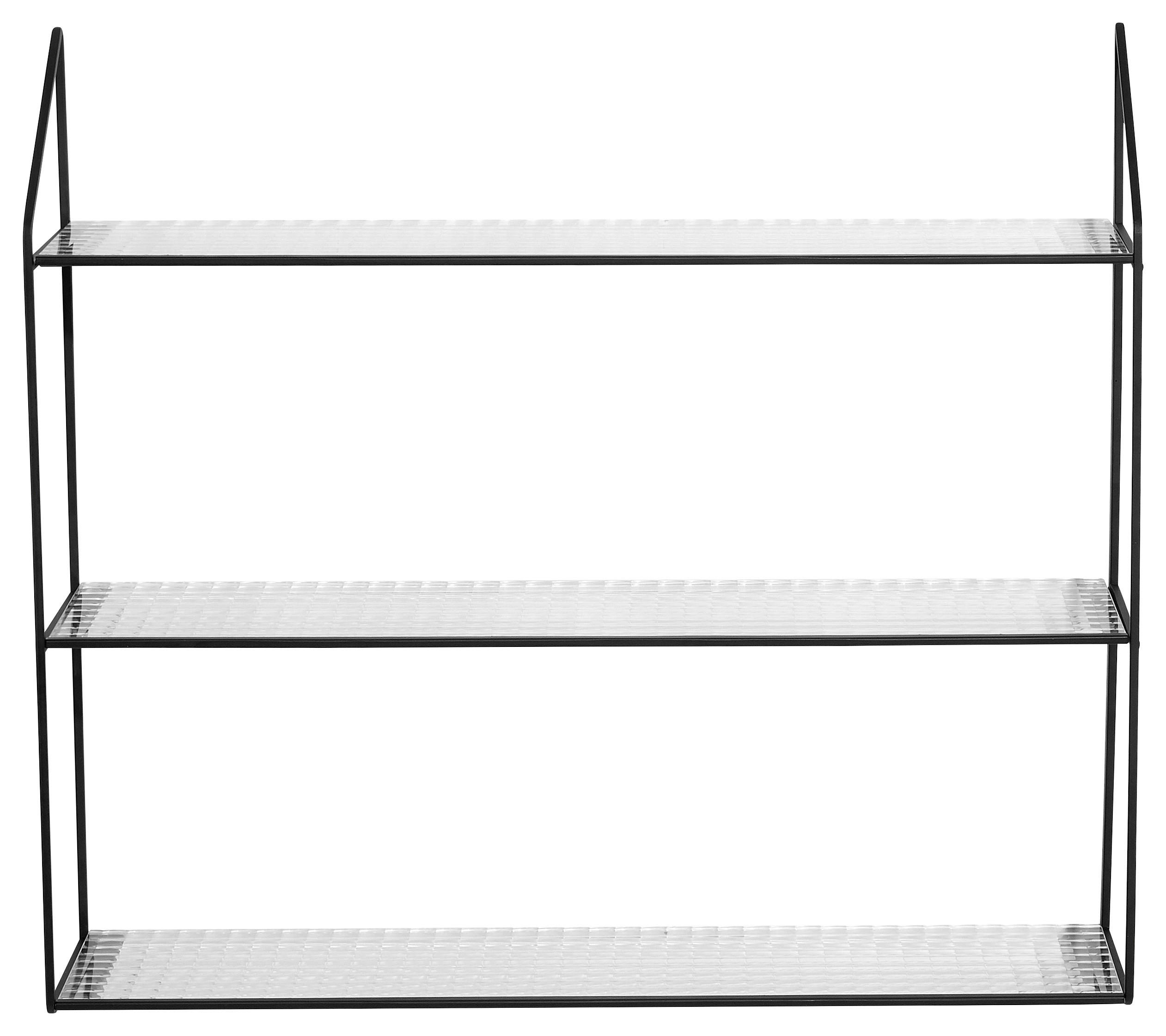 GLASHYLLA i 60/54/15 cm svart, transparent  - svart/transparent, Modern, metall/glas (60/54/15cm)