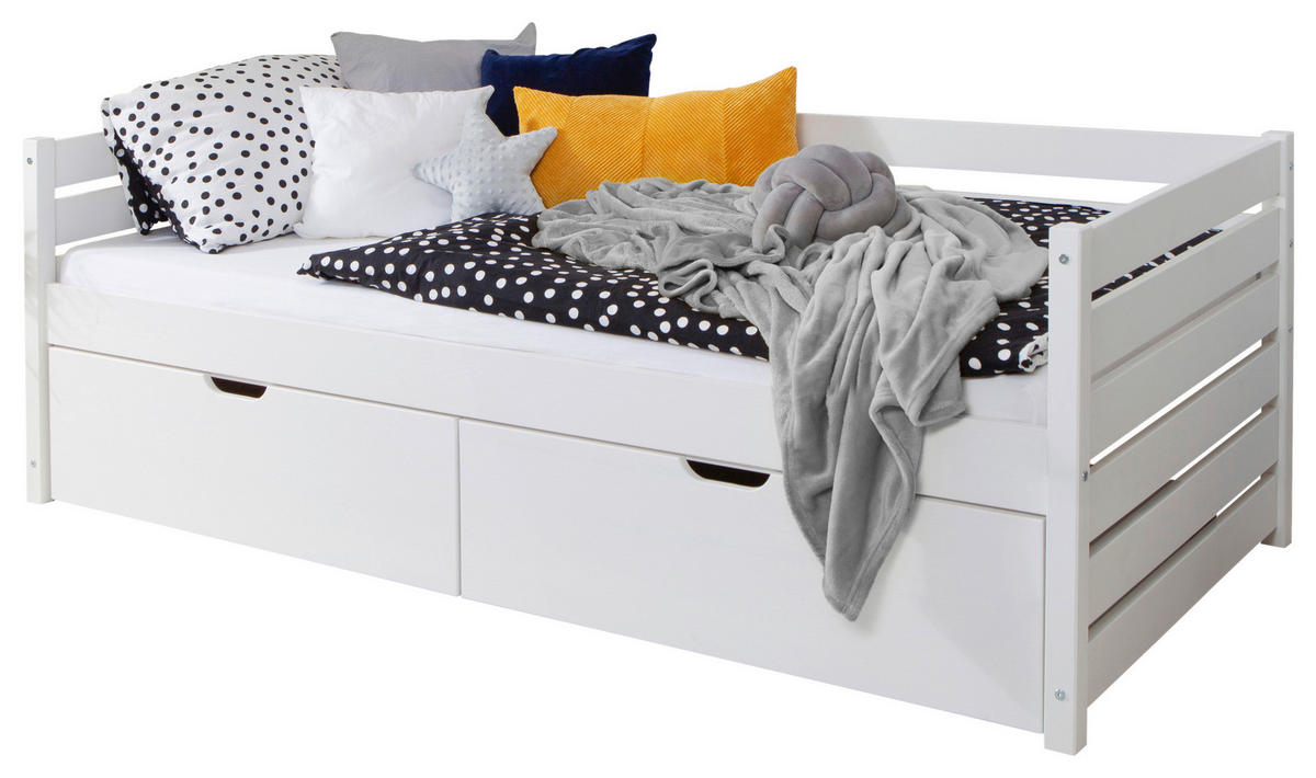 STAURAUMBETT 120/200 cm  in Weiss   - Weiss, Modern, Holz (120/200cm) - MID.YOU