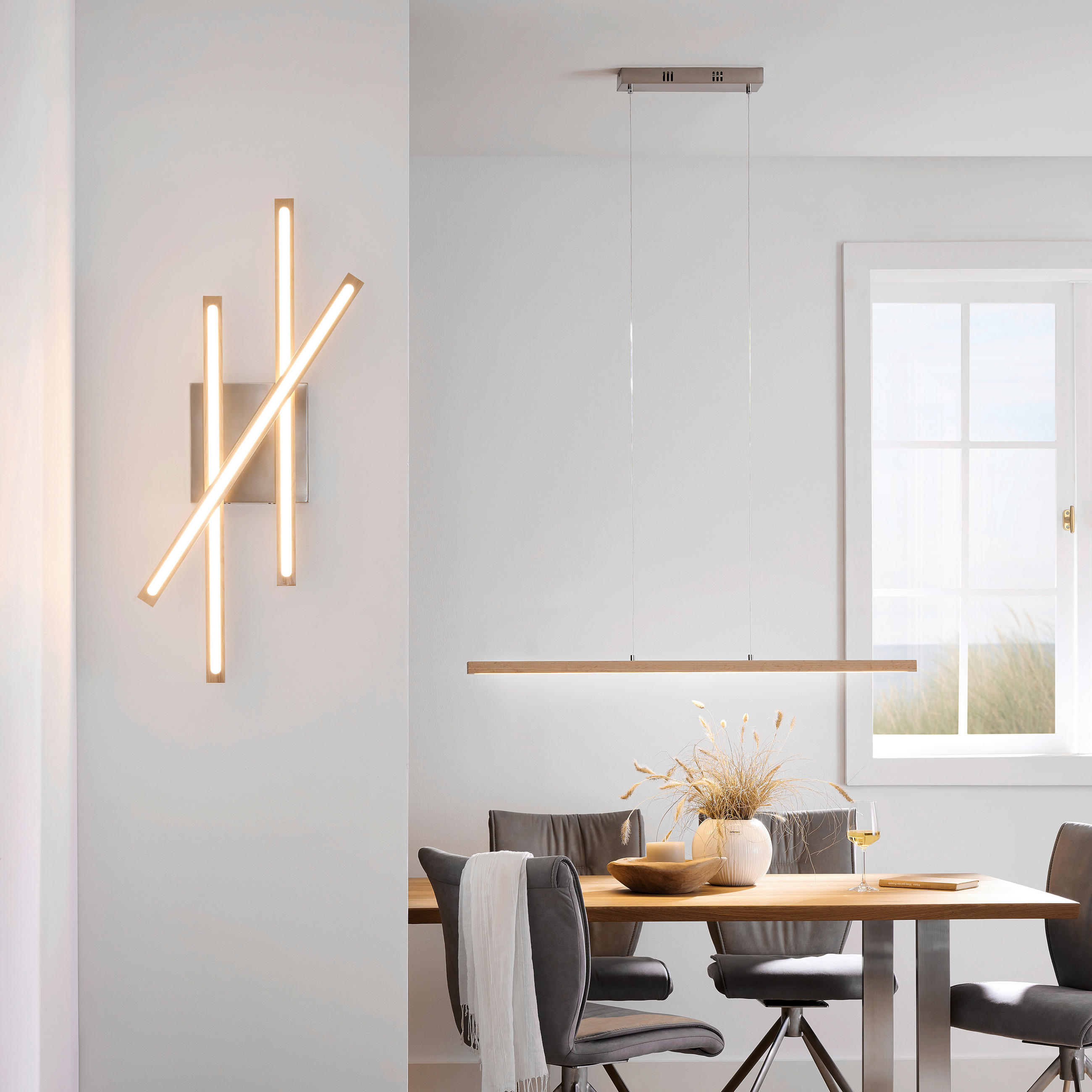 LED-DECKENLEUCHTE 36 W 100/25/12,5 cm - Eichefarben, Lifestyle, Holz/Kunststoff (100/25/12,5cm) - Novel