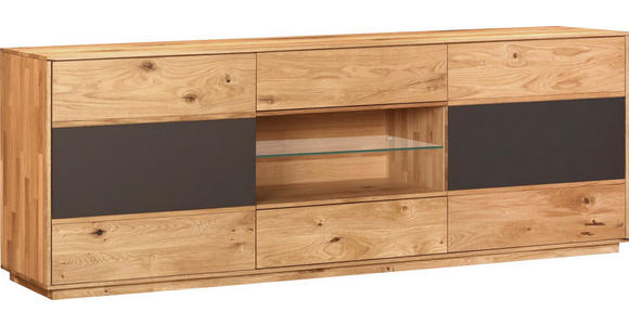 LOWBOARD in 177/65/42 cm - Eichefarben/Anthrazit, Design, Glas/Holz (177/65/42cm) - Waldwelt