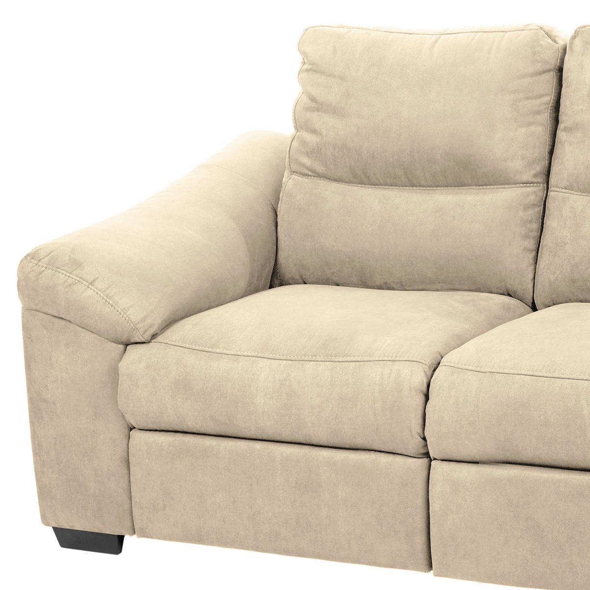 2-SITZER-SOFA Flachgewebe Beige  - Beige/Schwarz, Design, Holz/Textil (174/97/97cm) - Livetastic