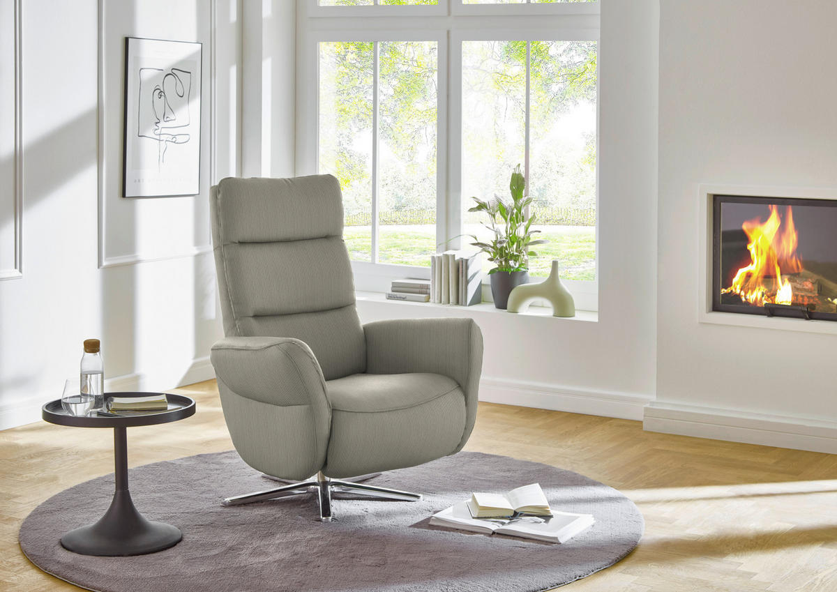 RELAXSESSEL Textil Graubraun  - Chromfarben/Graubraun, Design, Textil/Metall (78/113/83cm) - Beldomo Speed