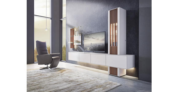 WOHNWAND in Grau, Nussbaumfarben - Nussbaumfarben/Grau, Design, Glas/Holz - Ambiente