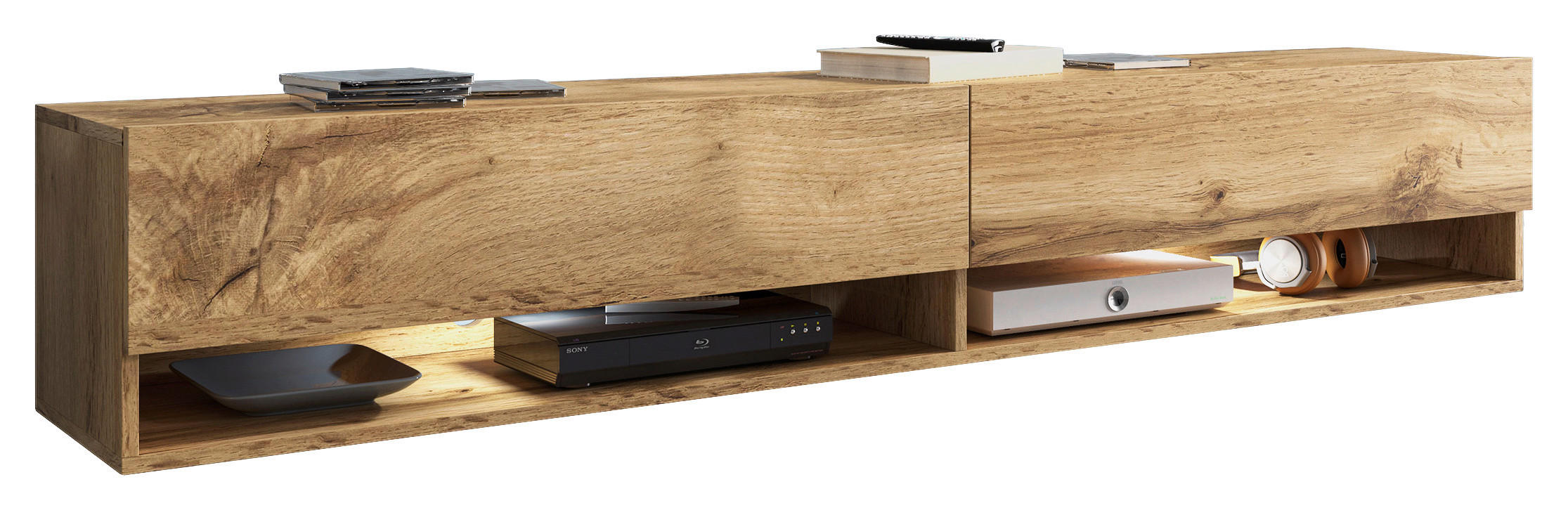 TV-BÄNK Vera II  i 180/30/32 cm  - ek Wotan/grå, Lifestyle, trämaterial/plast (180/30/32cm) - P & B