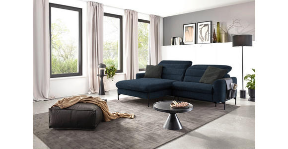 ECKSOFA in Flachgewebe Blau 191/252 cm - Blau/Schwarz, Design, Textil/Metall (191/252cm) - Dieter Knoll