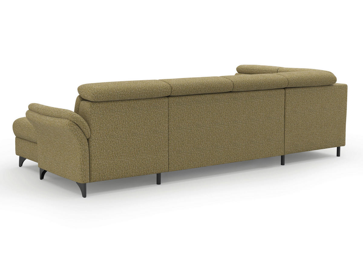 WOHNLANDSCHAFT GLENDALE E Olivgrün Chenille  - Schwarz/Olivgrün, KONVENTIONELL, Textil/Metall (193/321/166cm) - Sit & More