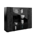 SIDEBOARD Schwarz, Eichefarben  152/119,1/39,5 cm  - Eichefarben/Anthrazit, Natur, Glas/Holz (152/119,1/39,5cm) - Valnatura