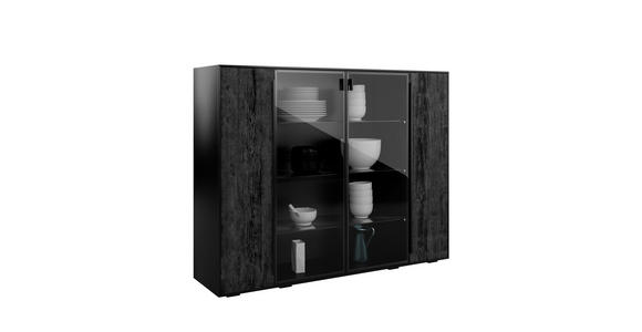 SIDEBOARD Schwarz, Eichefarben  152/119,1/39,5 cm  - Eichefarben/Anthrazit, Natur, Glas/Holz (152/119,1/39,5cm) - Valnatura