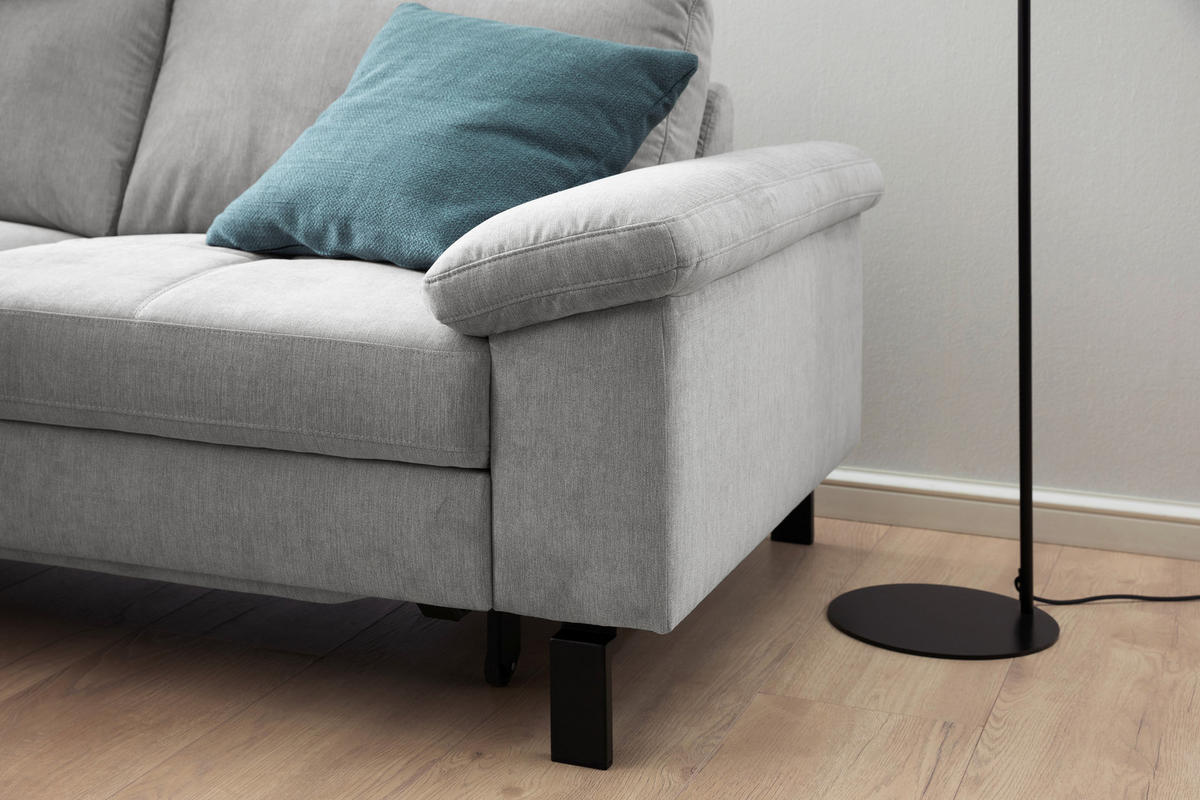 2,5-SITZER in Velours Silberfarben  - Silberfarben/Schwarz, Design, Textil/Metall (206/86/97cm) - Pure Home Lifestyle
