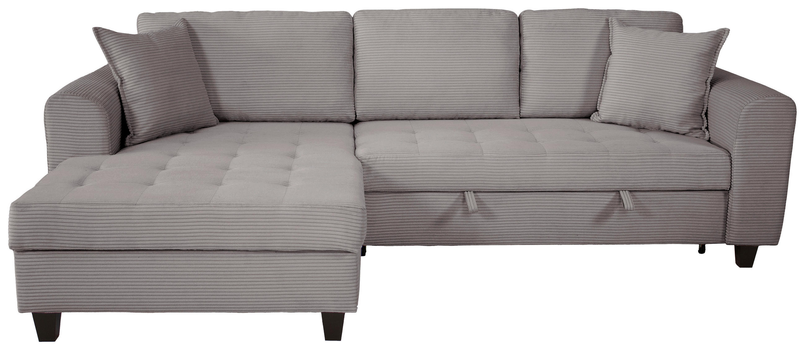 ECKSOFA MORITZ Grau Cord Zierkissen, Bettkasten  - Grau, Trend, Textil (155/265cm) - P & B