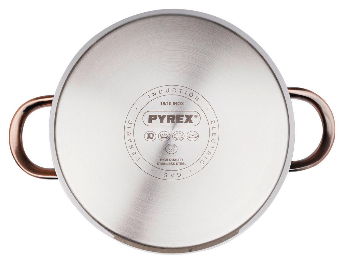 KOCHTOPFSET PYREX COPPER SPECIAL 8-teilig  - Silberfarben/Kupferfarben, Basics, Glas/Metall - Pyrex