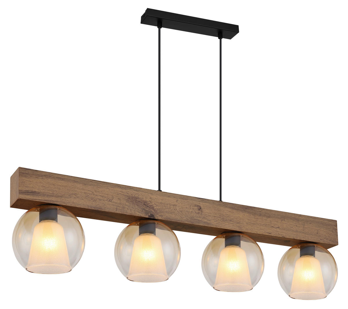HÄNGELEUCHTE 100/18/120 cm  - Klar/Dunkelbraun, Basics, Glas/Holzwerkstoff (100/18/120cm) - Globo