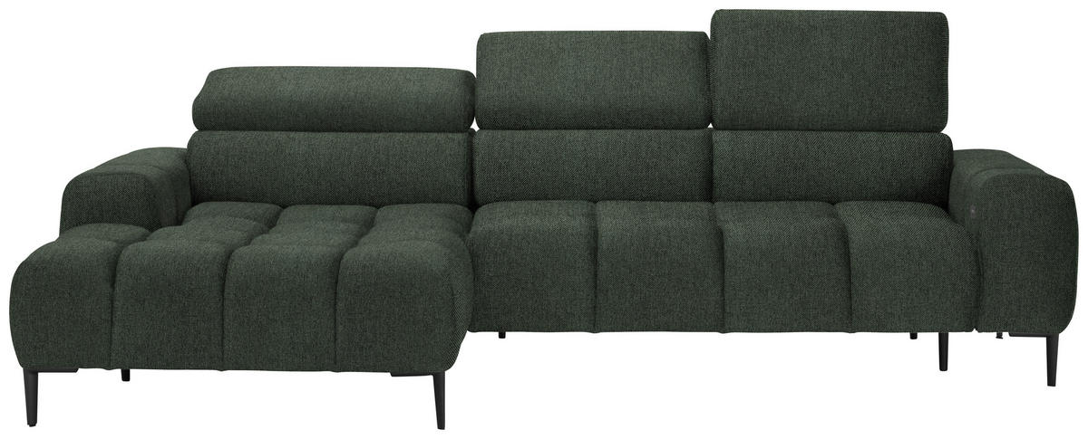 ECKSOFA in Webstoff Dunkelgrün  177/270 cm  - Dunkelgrün/Schwarz, Design, Textil/Metall (177/270cm) - Welnova