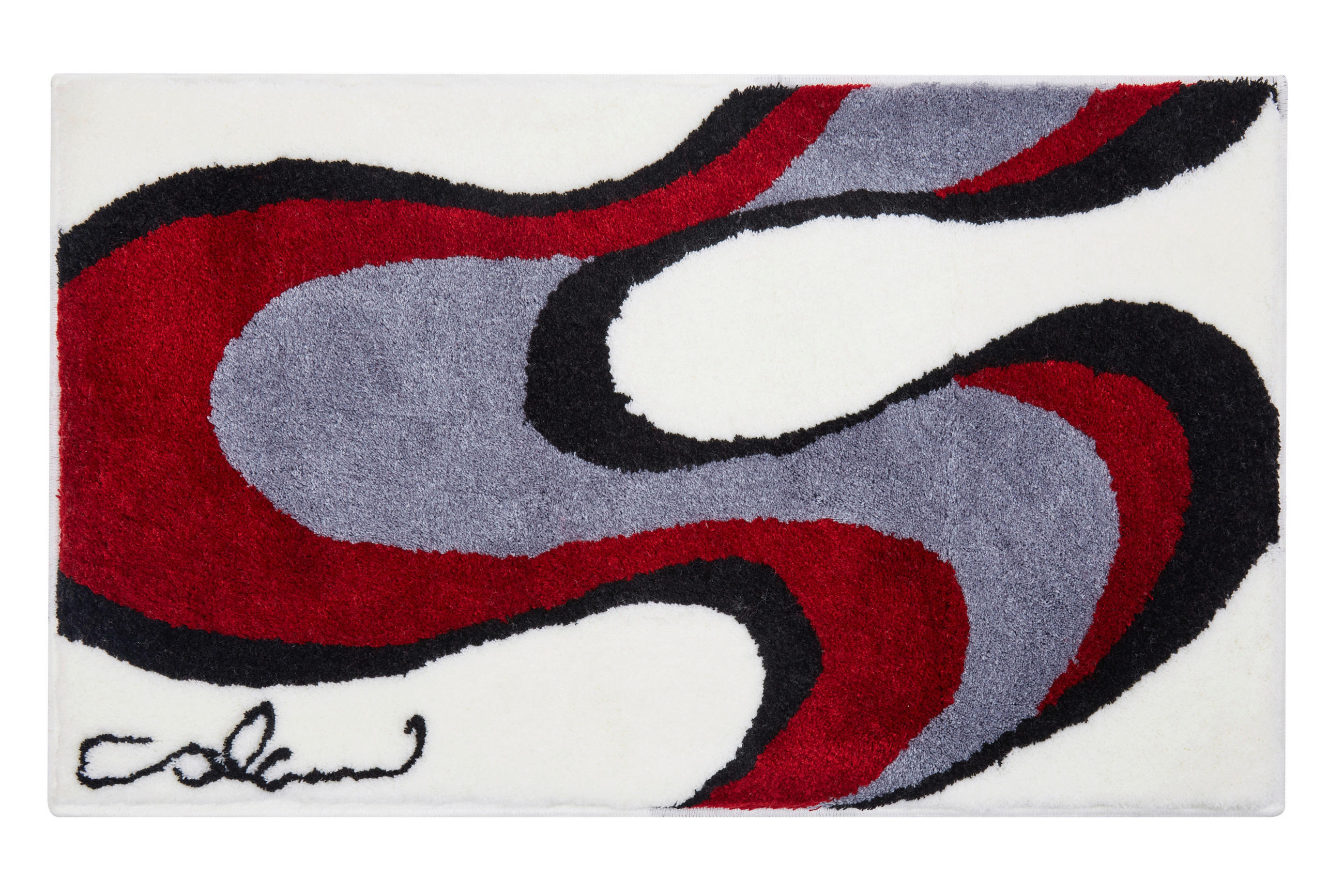 BADTEPPICH Rot, Weiß 60/100 cm - Rot/Weiß, Basics, Kunststoff/Textil (60/100cm) - Grund