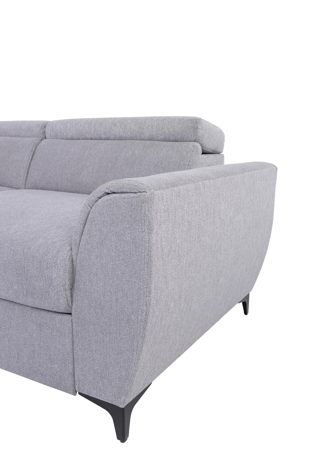 ECKSOFA in Velours Grau  - Schwarz/Grau, Konventionell, Textil/Metall (217/255cm) - MID.YOU