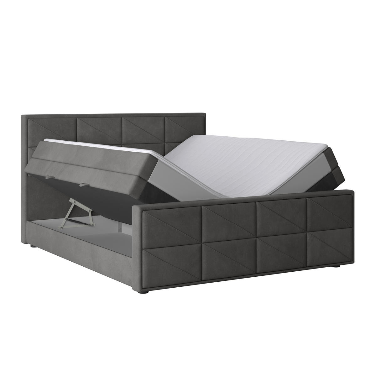 BOXSPRINGBETT 180/200 cm  in Anthrazit  - Anthrazit/Schwarz, MODERN, Karton/Holzwerkstoff (180/200cm) - MID.YOU