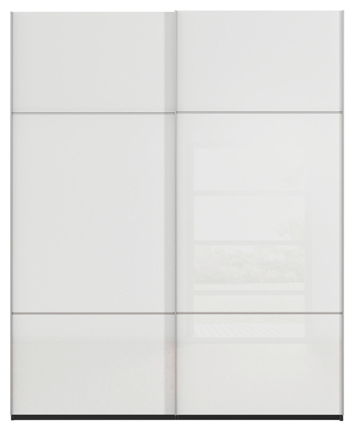 SCHWEBETÜRENSCHRANK in Schwarz, Weiss  - Weiss/Alufarben, Konventionell, Glas/Holzwerkstoff (162/223/68cm) - Novel