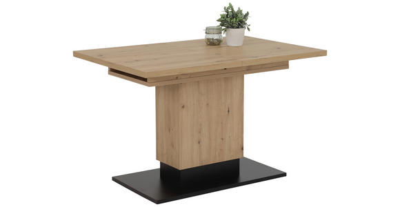 ESSTISCH Schwarz, Eiche Artisan rechteckig ausziehbar - Schwarz/Eiche Artisan, KONVENTIONELL, Holzwerkstoff (120-180/80/76cm) - Carryhome